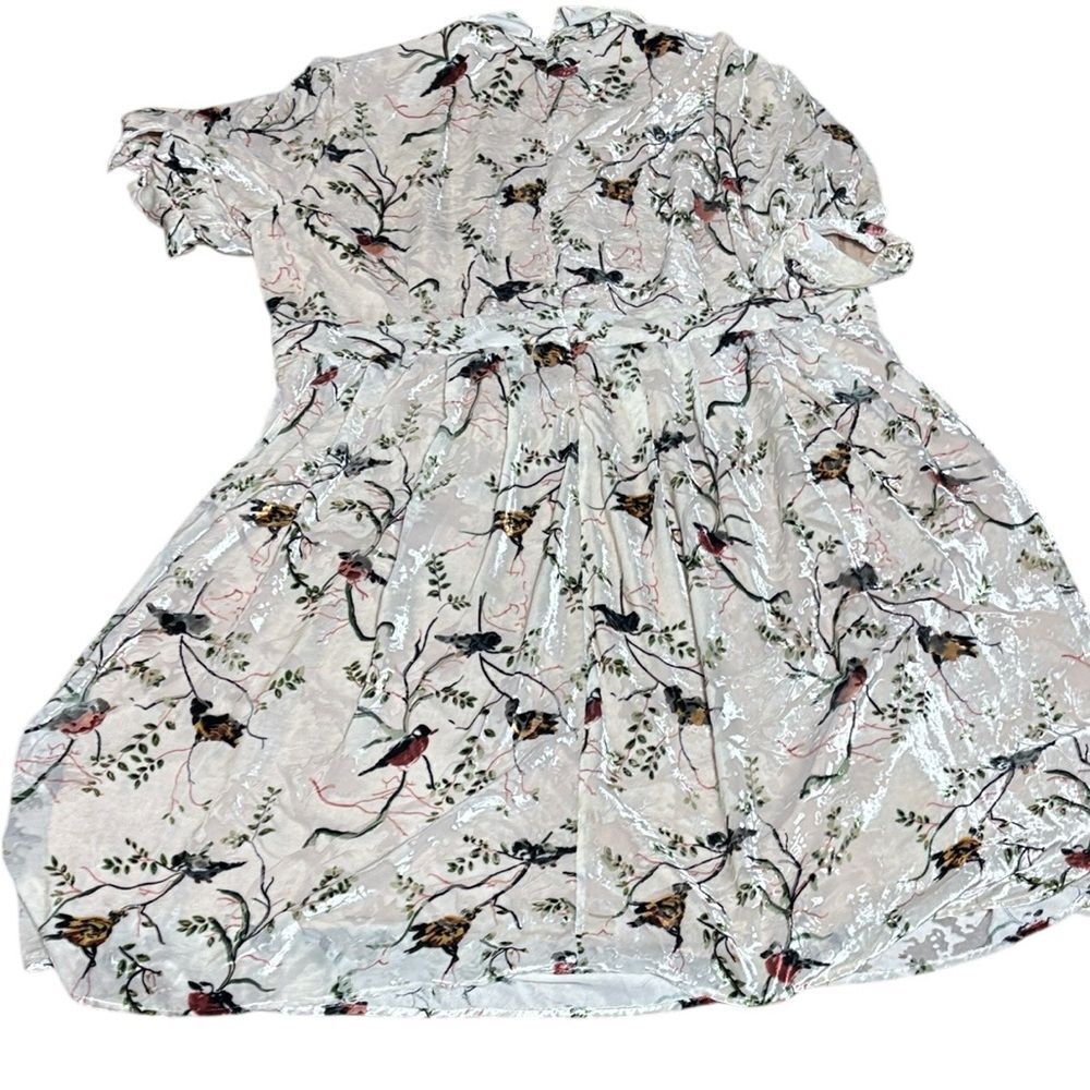 Ivy city co women’s 5x Delaney dress in white velvet burnout bird print new - Picture 7 of 9